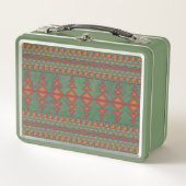 Südwest-Sagebrush Grünes geometrisches Design Metall Brotdose (Vorderseite)