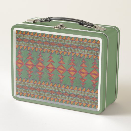 Südwest-Sagebrush Grünes geometrisches Design Metall Brotdose (Vorderseite)