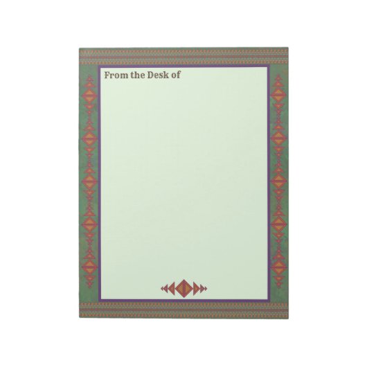 Südwest-Sagebrush Grünes geometrisches Design Notizblock (Rotiert)