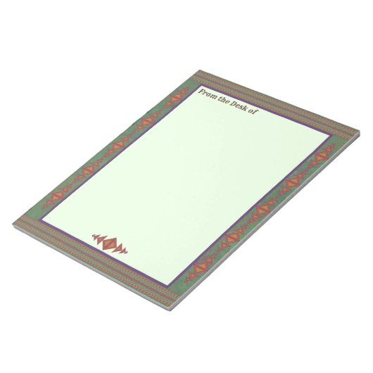 Südwest-Sagebrush Grünes geometrisches Design Notizblock (angewinkelt)