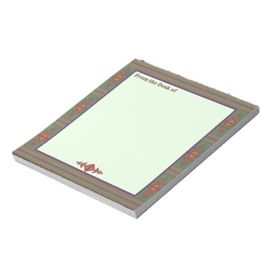 Südwest-Sagebrush Grünes geometrisches Design Notizblock (Rotiert)