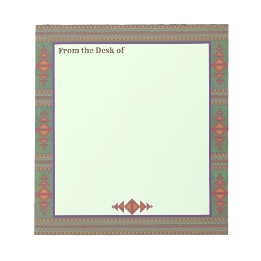 Südwest-Sagebrush Grünes geometrisches Design Notizblock (Vorderseite)