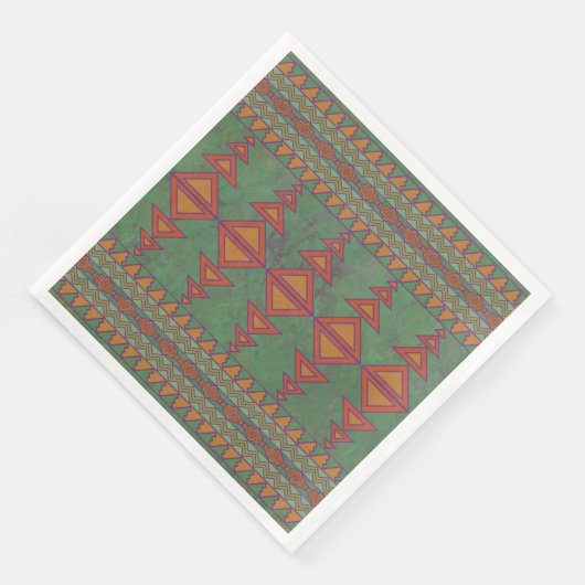 Südwest-Sagebrush Grünes geometrisches Design Serviette (Ecke)