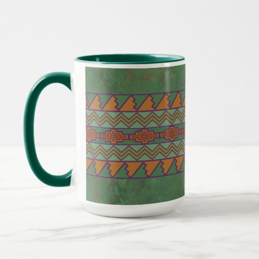 Südwest-Sagebrush Grünes geometrisches Design Tasse (Links)