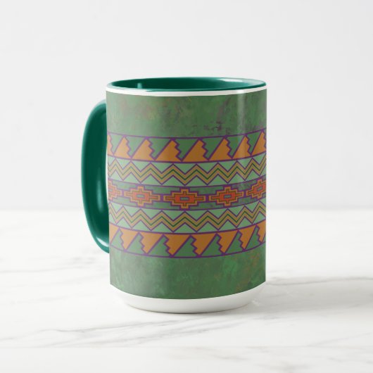 Südwest-Sagebrush Grünes geometrisches Design Tasse (Vorderseite Links)