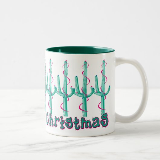 Südwest Saguaro Weihnachten Zweifarbige Tasse (Rechts)
