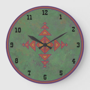 Südwest-Salbeigrünes geometrisches Design  Große Wanduhr