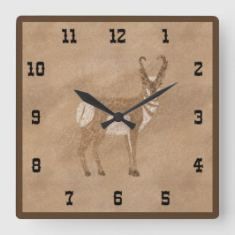 Südwest Stehend Pronghorn Antelope Quadratische Wanduhr