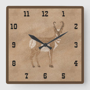 Südwest Stehend Pronghorn Antelope Quadratische Wanduhr