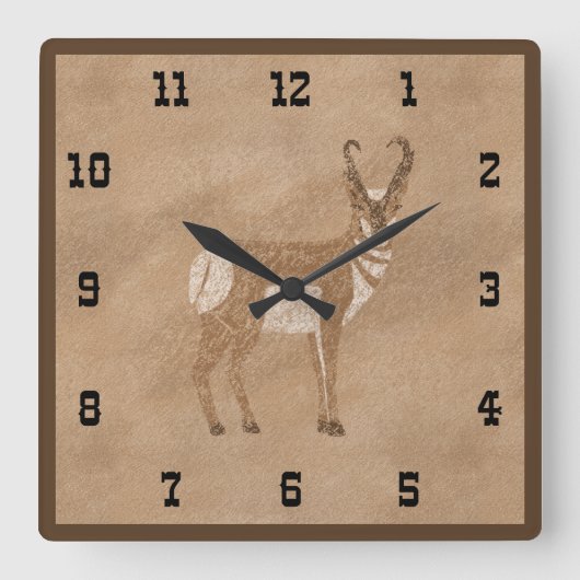 Südwest Stehend Pronghorn Antelope Quadratische Wanduhr (Vorderseite)