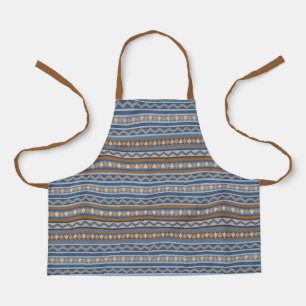Südwest-Stil Blau & Beige Geometrisches Design Kle Schürze