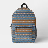Südwest-Stil Blau und braun geometrisch Bedruckter Rucksack (Vorderseite)