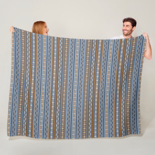 Südwest-Stil Blau und Braun Geometrisch Groß Fleecedecke