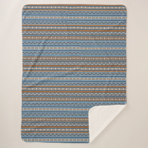 Südwest-Stil Blau und Braun Geometrisch Groß Sherpadecke