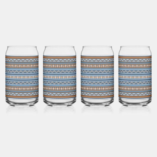 Südwest-Stil Blau und braun geometrisches Muster Dosenglas (Vorderseite)