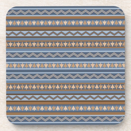 Südwest-Stil Blau und braun geometrisches Muster Getränkeuntersetzer (Vorderseite)