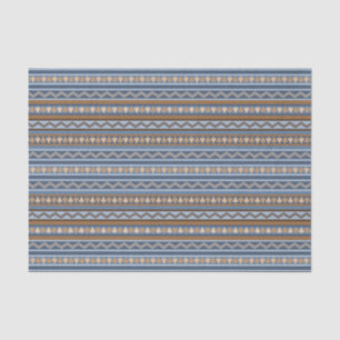 Südwest-Stil Blau und braun geometrisches Muster Seidenpapier