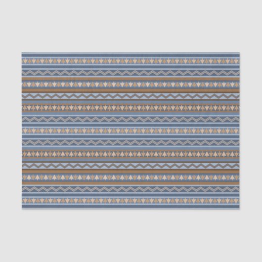 Südwest-Stil Blau und braun geometrisches Muster Seidenpapier (Vorderseite)