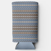 Südwest-Stil Blau und braun geometrisches Muster Selters Dosenkühler (Vorderseite)