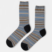 Südwest-Stil Blau und braun geometrisches Muster Socken (Linkes Detail)