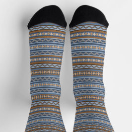 Südwest-Stil Blau und braun geometrisches Muster Socken