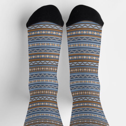 Südwest-Stil Blau und braun geometrisches Muster Socken (Oben)