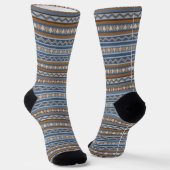Südwest-Stil Blau und braun geometrisches Muster Socken (Gewinkelt)