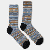 Südwest-Stil Blau und braun geometrisches Muster Socken (Rechts)