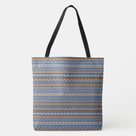 Südwest-Stil Blau und braun geometrisches Muster Tasche