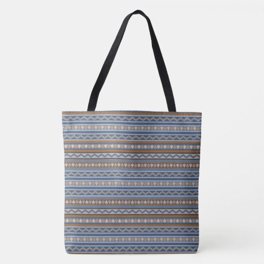 Südwest-Stil Blau und braun geometrisches Muster Tasche (Vorderseite)