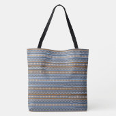 Südwest-Stil Blau und braun geometrisches Muster Tasche (Rückseite)