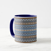 Südwest-Stil Blau und braun geometrisches Muster Tasse (Vorderseite Links)