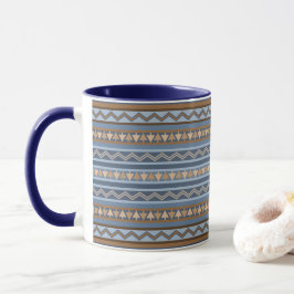 Südwest-Stil Blau und braun geometrisches Muster Tasse
