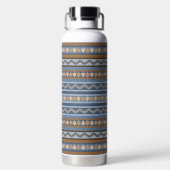 Südwest-Stil Blau und braun geometrisches Muster Trinkflasche (Rückseite)