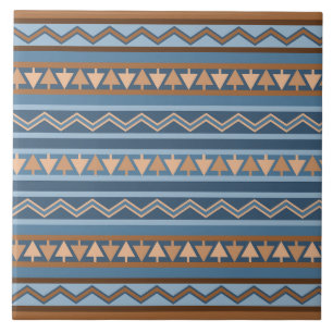 Südwest-Stil Blaues und Braunes geometrisches Must Fliese