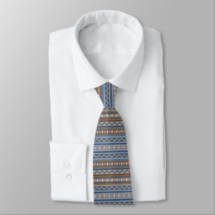 Südwest-Stil Blaues und Braunes geometrisches Must Krawatte
