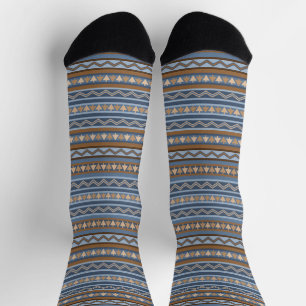 Südwest-Stil Blaues und braunes geometrisches Must Socken