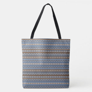 Südwest-Stil Blaues und Braunes geometrisches Must Tasche