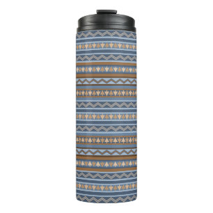 Südwest-Stil Blaues und Braunes geometrisches Must Thermosbecher