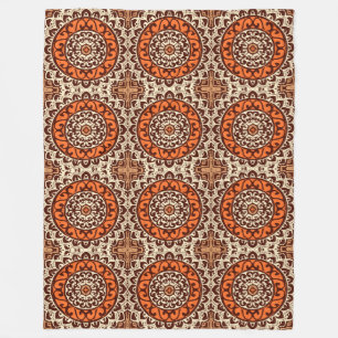 Südwest Sun Mandala Batik, Rust & Brown Fleecedecke
