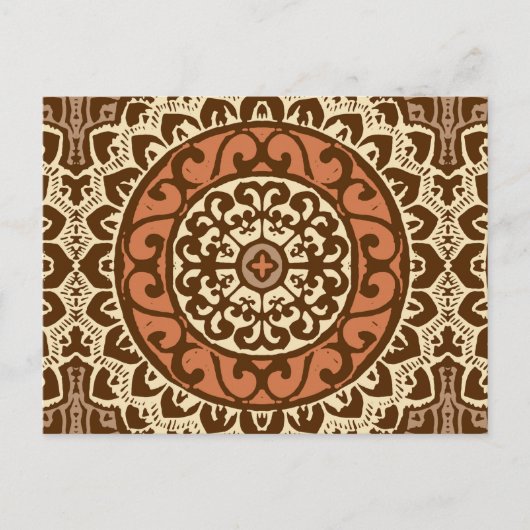 Südwest Sun Mandala Batik, Rust & Brown Postkarte (Vorderseite)
