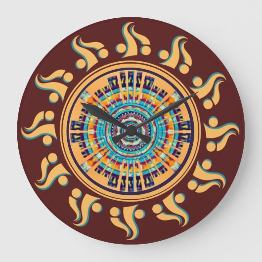 Südwest Sun Mandala Wall Clock Große Wanduhr (Vorderseite)