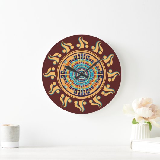 Südwest Sun Mandala Wall Clock Große Wanduhr (Zuhause)