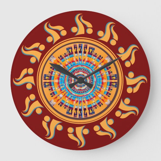 Südwest Sun Mandala Wall Clock Große Wanduhr (Vorderseite)
