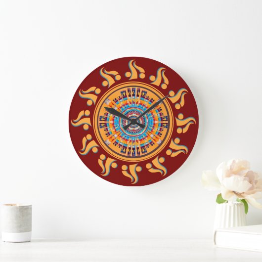 Südwest Sun Mandala Wall Clock Große Wanduhr (Zuhause)