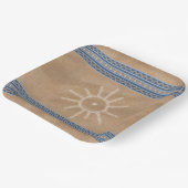 Südwest Sun Petroglyph Blue Geometric Border Pappteller (Gewinkelt)