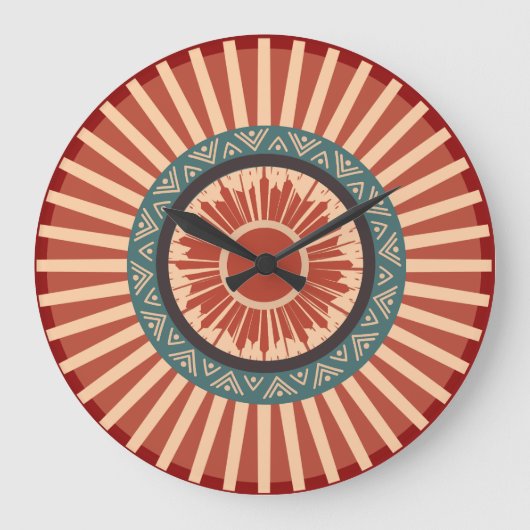 Südwest Sun Stamm Mandala Wall Clock Große Wanduhr (Vorderseite)