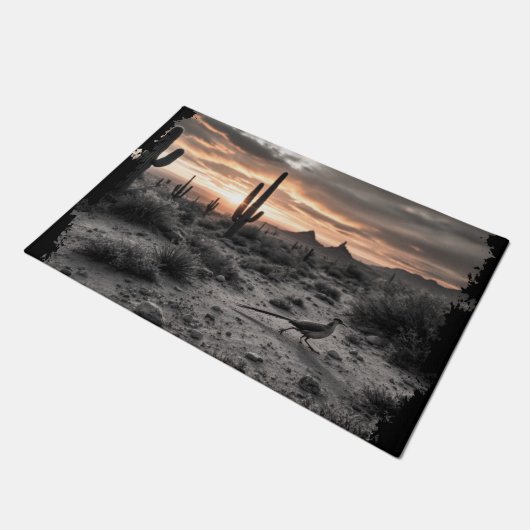 Südwest Sunrise Arizona Roadrunner Doormat Fußmatte (Schrägansicht)