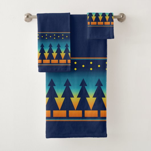 Südwest Sunset Pines Blue Badhandtuch Set (Insitu)
