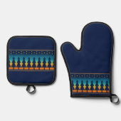 Südwest Sunset Pines Blue Ofenhandschuh & Topflappen-Set (Vorderseite)